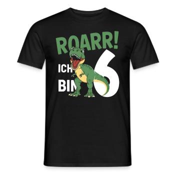 6th Birthday 6 Years Dino Dinosaur Fan - Men's T-Shirt - black - Front - AI Model Male 178 light (178cm)