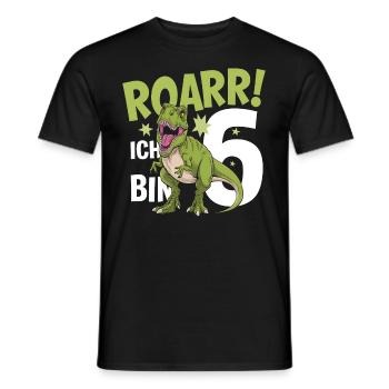 6th Birthday 6 Years Dino Dinosaur Fan - Men's T-Shirt - black - Front - AI Model Male 178 light (178cm)