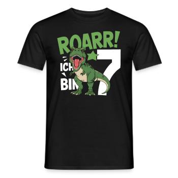 7. Geburtstag 7 Jahre Dino Dinosaurier Fan - Männer T-Shirt - Schwarz - Vorne - AI Model Male 178 light (178cm)