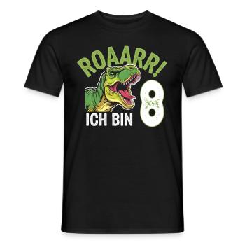 8th Birthday 8 Years Dino Dinosaur Fan - Men's T-Shirt - black - Front - AI Model Male 178 light (178cm)