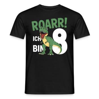 8e anniversaire 8 ans Dino Dinosaur Fan - T-shirt homme - noir - Devant - AI Model Male 178 light (178cm)