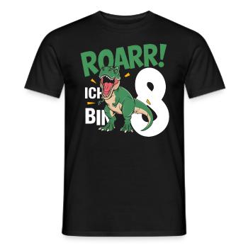 8e anniversaire 8 ans Dino Dinosaur Fan - T-shirt homme - noir - Devant - AI Model Male 178 light (178cm)