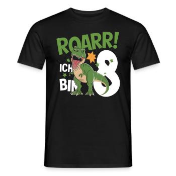 8th Birthday 8 Years Dino Dinosaur Fan - Men's T-Shirt - black - Front - AI Model Male 178 light (178cm)