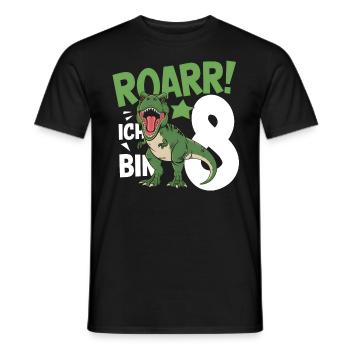8th Birthday 8 Years Dino Dinosaur Fan - Men's T-Shirt - black - Front - AI Model Male 178 light (178cm)