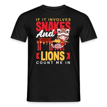 Nouvel An chinois Lune Lion Danse - T-shirt homme - noir - Devant - AI Model Male 178 light (178cm)