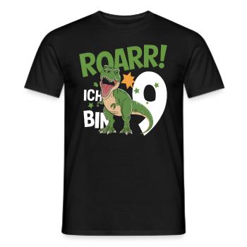 9th Birthday 9 Years Dino Dinosaur Fan - Men's T-Shirt - black - Front - AI Model Male 178 light (178cm)