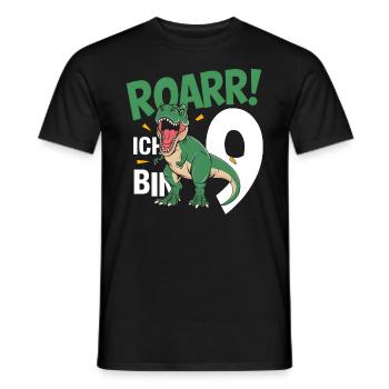 9e anniversaire 9 ans Dino Dinosaur Fan - T-shirt homme - noir - Devant - AI Model Male 178 light (178cm)
