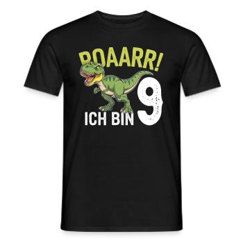 9e anniversaire 9 ans Dino Dinosaur Fan - T-shirt homme - noir - Devant - AI Model Male 178 light (178cm)