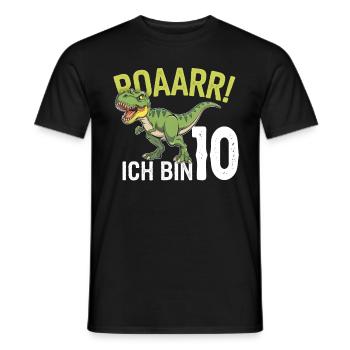 10. Geburtstag 10 Jahre Dino Dinosaurier Fan - Männer T-Shirt - Schwarz - Vorne - AI Model Male 178 light (178cm)