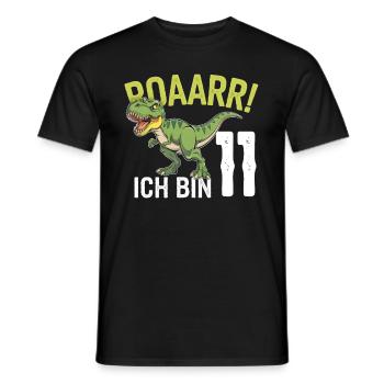 11th Birthday 11 Years Dino Dinosaur Fan - Men's T-Shirt - black - Front - AI Model Male 178 light (178cm)