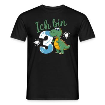 3ème anniversaire 3 ans Dino Dinosaur Fan - T-shirt homme - noir - Devant - AI Model Male 178 light (178cm)