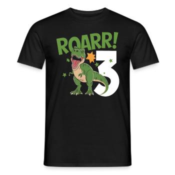 3ème anniversaire 3 ans Dino Dinosaur Fan - T-shirt homme - noir - Devant - AI Model Male 178 light (178cm)