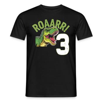 3ème anniversaire 3 ans Dino Dinosaur Fan - T-shirt homme - noir - Devant - AI Model Male 178 light (178cm)