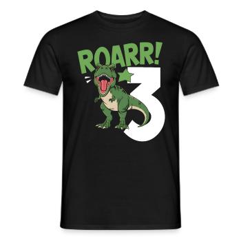 3ème anniversaire 3 ans Dino Dinosaur Fan - T-shirt homme - noir - Devant - AI Model Male 178 light (178cm)