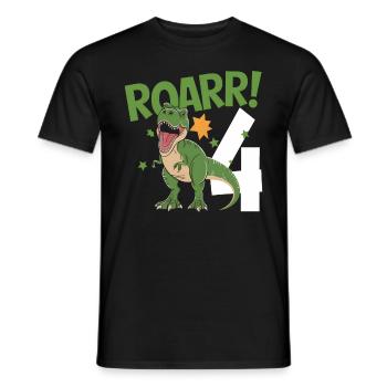 4ème anniversaire 4 ans Dino Dinosaur Fan - T-shirt homme - noir - Devant - AI Model Male 178 light (178cm)