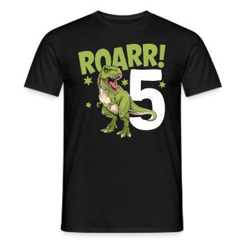 5th Birthday 5 Years Dino Dinosaur Fan - Men's T-Shirt - black - Front - AI Model Male 178 light (178cm)