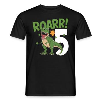 5th Birthday 5 Years Dino Dinosaur Fan - Men's T-Shirt - black - Front - AI Model Male 178 light (178cm)