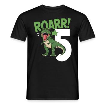5th Birthday 5 Years Dino Dinosaur Fan - Men's T-Shirt - black - Front - AI Model Male 178 light (178cm)