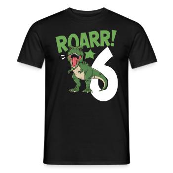 6th Birthday 6 Years Dino Dinosaur Fan - Men's T-Shirt - black - Front - AI Model Male 178 light (178cm)
