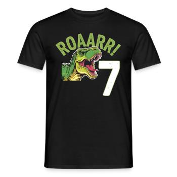 7th Birthday 7 Years Dino Dinosaur Fan - Men's T-Shirt - black - Front - AI Model Male 178 light (178cm)