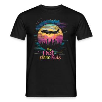 Meine Erste Flugreise Erstes Mal Fliegen - Männer T-Shirt - Schwarz - Vorne - AI Model Male 178 light (178cm)