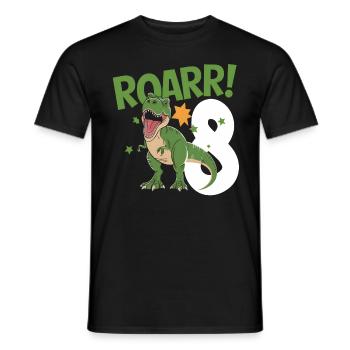 8e anniversaire 8 ans Dino Dinosaur Fan - T-shirt homme - noir - Devant - AI Model Male 178 light (178cm)