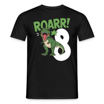 8e anniversaire 8 ans Dino Dinosaur Fan - T-shirt homme - noir - Devant - AI Model Male 178 light (178cm)