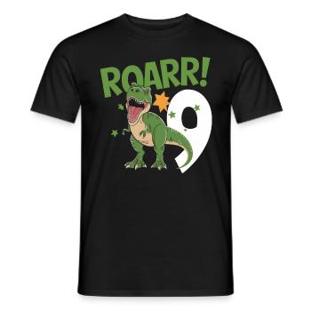 9e anniversaire 9 ans Dino Dinosaur Fan - T-shirt homme - noir - Devant - AI Model Male 178 light (178cm)