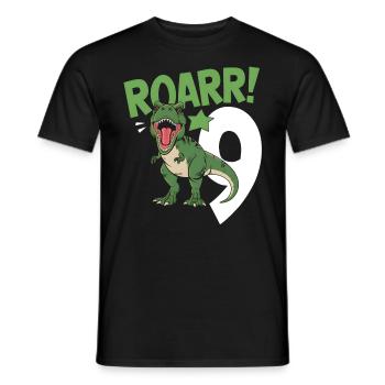 9th Birthday 9 Years Dino Dinosaur Fan - Men's T-Shirt - black - Front - AI Model Male 178 light (178cm)