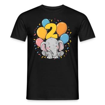 2. Geburtstag Elefant Kindergeburtstag - Männer T-Shirt - Schwarz - Vorne - AI Model Male 178 light (178cm)
