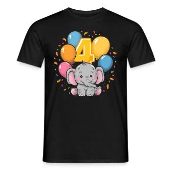 4th Birthday Elephant Children's Birthday Party - Men's T-Shirt - black - Front - AI Model Male 178 light (178cm)
