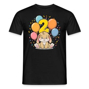 2. Geburtstag Hase Kaninchen Kindergeburtstag - Männer T-Shirt - Schwarz - Vorne - AI Model Male 178 light (178cm)