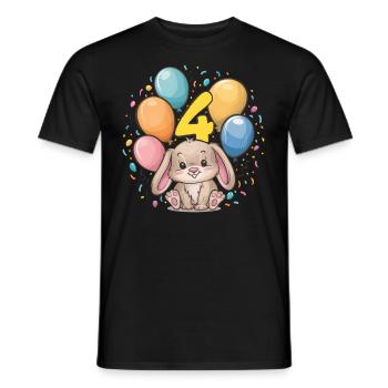 4th Birthday Bunny Rabbit Children's Birthday Party - Men's T-Shirt - black - Front - AI Model Male 178 light (178cm)