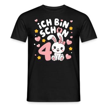 4th Birthday Bunny Bunny Children's Birthday Party - Men's T-Shirt - black - Front - AI Model Male 178 light (178cm)