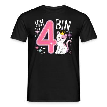 4th Birthday Cat Kitten Children's Birthday Party - Men's T-Shirt - black - Front - AI Model Male 178 light (178cm)