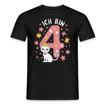 4th Birthday Cat Kitten Children's Birthday Party - Men's T-Shirt - black - Front - AI Model Male 178 light (178cm)