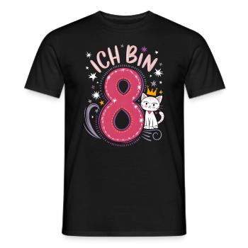 8. Geburtstag Katze Kätzchen Kindergeburtstag - Männer T-Shirt - Schwarz - Vorne - AI Model Male 178 light (178cm)