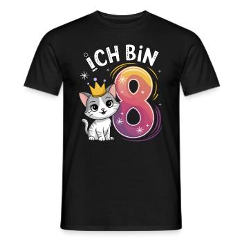 8th Birthday Cat Kitten Children's Birthday - Men's T-Shirt - black - Front - AI Model Male 178 light (178cm)