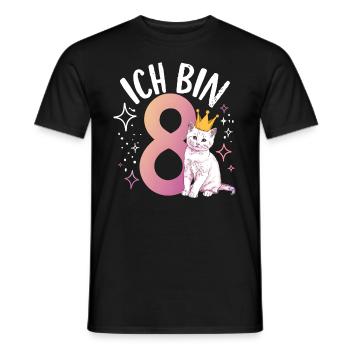 8. Geburtstag Katze Kätzchen Kindergeburtstag - Männer T-Shirt - Schwarz - Vorne - AI Model Male 178 light (178cm)