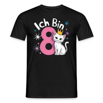 8. Geburtstag Katze Kätzchen Kindergeburtstag - Männer T-Shirt - Schwarz - Vorne - AI Model Male 178 light (178cm)