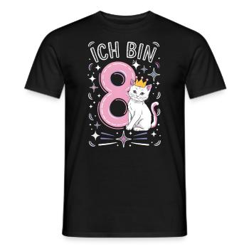 8. Geburtstag Katze Kätzchen Kindergeburtstag - Männer T-Shirt - Schwarz - Vorne - AI Model Male 178 light (178cm)