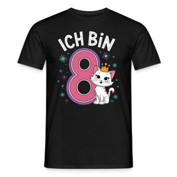 8. Geburtstag Katze Kätzchen Kindergeburtstag - Männer T-Shirt - Schwarz - Vorne - AI Model Male 178 light (178cm)