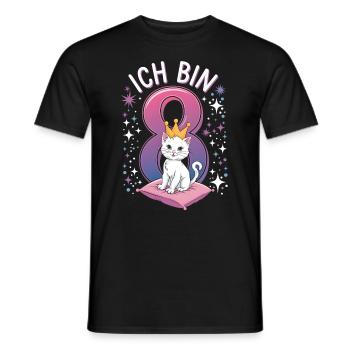 8th Birthday Cat Kitten Children's Birthday - Men's T-Shirt - black - Front - AI Model Male 178 light (178cm)