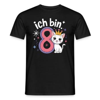 8. Geburtstag Katze Kätzchen Kindergeburtstag - Männer T-Shirt - Schwarz - Vorne - AI Model Male 178 light (178cm)