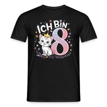 8. Geburtstag Katze Kätzchen Kindergeburtstag - Männer T-Shirt - Schwarz - Vorne - AI Model Male 178 light (178cm)
