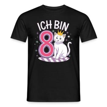 8. Geburtstag Katze Kätzchen Kindergeburtstag - Männer T-Shirt - Schwarz - Vorne - AI Model Male 178 light (178cm)