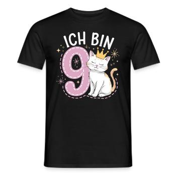 9th Birthday Cat Kitten Children's Birthday - Men's T-Shirt - black - Front - AI Model Male 178 light (178cm)