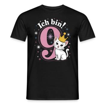 9th Birthday Cat Kitten Children's Birthday - Men's T-Shirt - black - Front - AI Model Male 178 light (178cm)