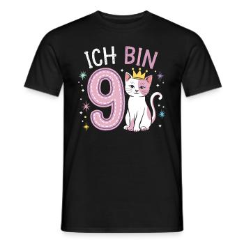 9th Birthday Cat Kitten Children's Birthday - Men's T-Shirt - black - Front - AI Model Male 178 light (178cm)
