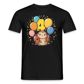 4th Birthday Ladybug Children's Birthday Party - Men's T-Shirt - black - Front - AI Model Male 178 light (178cm)